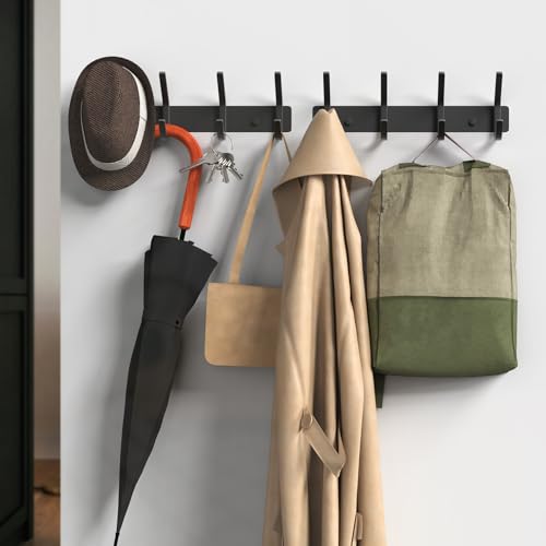 VAEHOLD Wall Hooks, Heavy Duty Aluminum Towel Hooks for Hanging Coat, Hat, Key, Clothes, Closet Hook Wall Mount for Kitchen, Bathroom, Office (“C“ Shape Coat 4 Hooks 2 Pack) - color: Black, size: “C“ Shape 4 Hooks 2 Pack