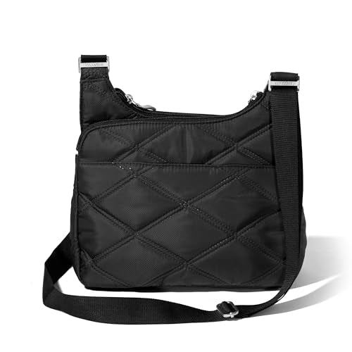 Baggallini Crossbody Travel Bag 11x8.5 Lightweight Water-resistant Nylon Handbag - color: Black Quilt