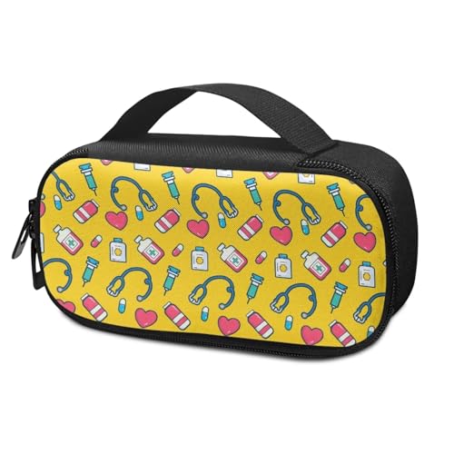 Stethoscope Print Diabetes Travel Case for Women Men, Lightweight Portable Glucose Meter Organizer for Diabetic Care Kits, Insulin Pen, Blood Sugar Monitor - color: Stethoscope Print