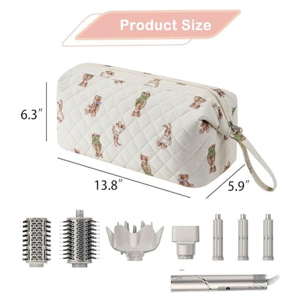 RSRSLEII Large Quilted Hair Tools Travel Bag with Bear Pattern,Hair Styling Accessories Storage Case for Shark FlexStyle, Dyson Airwrap Hair Dryer, Curling Iron, Revlon Hair Tools(06Bear) - color: 06 Bear