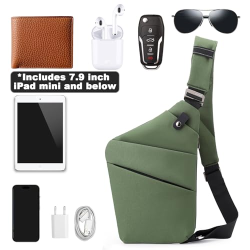 Anti Theft Travel Bag, One Shoulder Large Capacity Cross-body Bag Chest Fashion Lightweight Sling Bags for Travel Sports - color: Green, style: Right Shoulder
