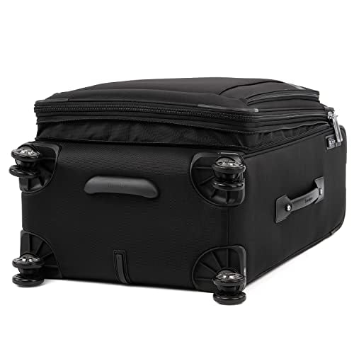 Travelpro Platinum Elite Softside Expandable Checked Luggage, 8 Wheel Spinner Suitcase, TSA Lock, Men and Women, Shadow Black, Checked Medium 25-Inch - color: Shadow Black, size: Checked-Medium 25-Inch