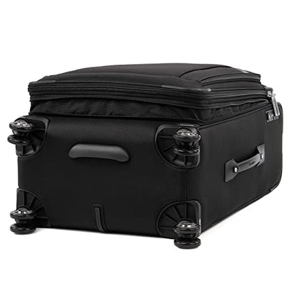 Travelpro Platinum Elite Softside Expandable Checked Luggage, 8 Wheel Spinner Suitcase, TSA Lock, Men and Women, Shadow Black, Checked Medium 25-Inch - color: Shadow Black, size: Checked-Medium 25-Inch