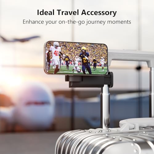 MiiKARE Travel Essentials Magnetic Airplane Phone Holder, Universal Handsfree Phone Mount for Flying with 360 Degree Rotation, Travel Must Haves Phone Stand for Desk, Tray Table, Black - color: Black-Magnet