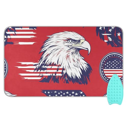 American Flag Bald Eagle Red Ironing Mat for Table top Portable Ironing Pad Blanket for Washer Dryer Countertop Travel - color: American Flag Bald Eagle Red