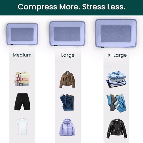NOBL Travel Compressible Packing Cubes Set, 6 Pieces Travel Packing Organizers, Compression Luggage Cubes for Suitcases & Carry On, Space Saving (XXS, XS, S, M, L, XL) - Lavender - color: Lavender