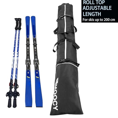 MOOCY Ski Bag for Air Travel, Unpadded Snow Bag Fits Skis Up to 200cm, Carrying Bag for Adults and Children - color: Black Ski and Boot Bag Combo