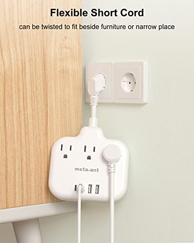 European Travel Plug Adapter 3 inch, International Plug Adapter, US to Europe Plug Adapter with 3 Outlets 4 USB Ports(2 USB C), Type E F Power Adapter to EU Germany Spain France Portugal Iceland - style: Type E/F-Germany France