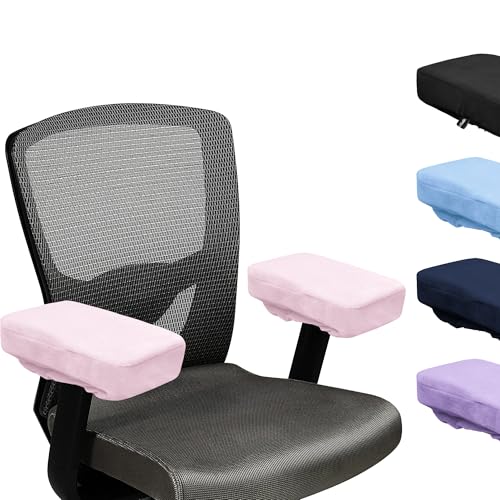 SPRING SEAON Office Chair Arm Covers Soft Memory Foam Arm Rest Pads Short Plush Gaming Chair Armrest Cushion Provide Cushioning for Elbows and Forearms 2 Pack Chair Covers for Arms (Pink) - color: Pink