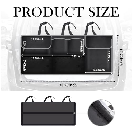 IHOTDER Large Capacity Car Trunk Organizer,Six Pockets Trunk Storage Organizer with Adjustable Straps,Wear-Resistant Oxford Fabric Hanging Trunk Organizer for Car Truck SUV