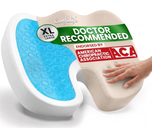 ComfiLife Extra Large Gel & Memory Foam Seat Cushion - Doctor Recommended Office Chair Cushion, Car Seat Cushion - Back & Sciatica Pain Relief - Wide Seat Cushion for Big & Tall (Beige) - color: Beige, size: X-Large