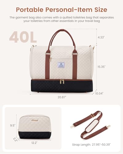LOVEVOOK 2 in 1 Garment Bag for Women with Shoe Pouch, Convertible Hanging Suit Bag Suitcase, Carry On Travel Duffel Bag with Toiletry Bag, Waterproof Weekender Bag for Business, Trip, Wedding
