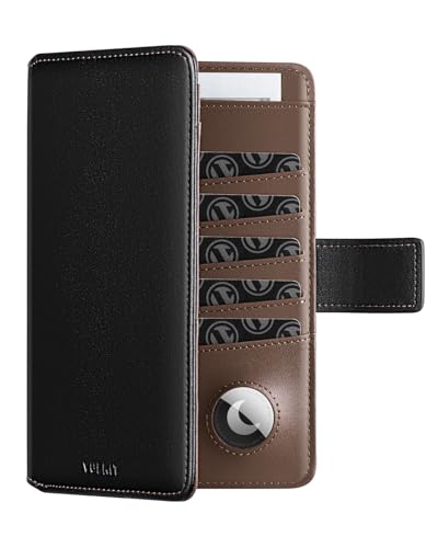 VULKIT Passport Holder with Airtag Holder RFID Blocking Passport Wallet Travel Leather Passport for Women(Black Brown) - color: Black Brown