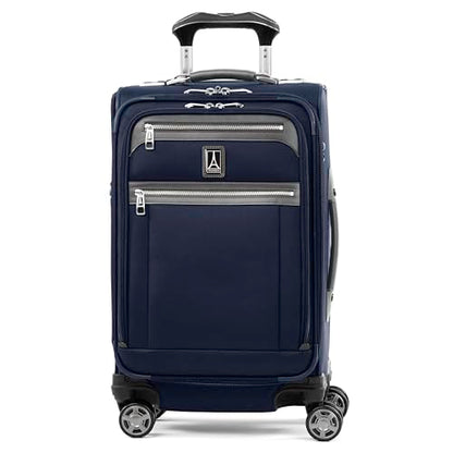 Travelpro Platinum Elite Softside Expandable Carry on Luggage, 8 Wheel Spinner Suitcase, USB Port, Suiter, Men and Women, Dark Blue, Carry On 21-Inch - color: Dark Blue, size: Carry-On 21-Inch