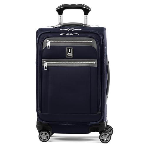 Travelpro Platinum Elite Softside Expandable Carry on Luggage, 8 Wheel Spinner Suitcase, USB Port, Suiter, Men and Women, Dark Blue, Carry On 21-Inch - color: Dark Blue, size: Carry-On 21-Inch