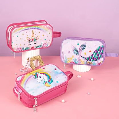 Mermaid Toiletry Bag - Kids Toiletry Bag for Girls Christmas Birthday Gift Camping Travel Toiletry Case Toiletries Makeup Cosmetic Pouch Pink Water-resistant Wash Bag Dopp Kit with Mesh Pocket - style: Mermaid a