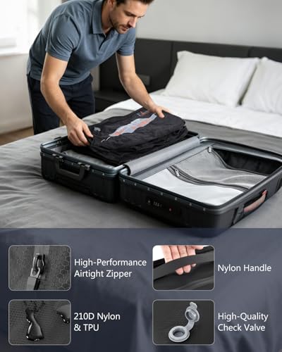 Fuloon Space Saver Vacuum Storage Bags, 20-Inch Travel Compression Bags for Air Travel, Business Trip, Carry-On Suitcases & Backpack, Black (1 Pack, With Pump) - size: 1 Pack With Pump