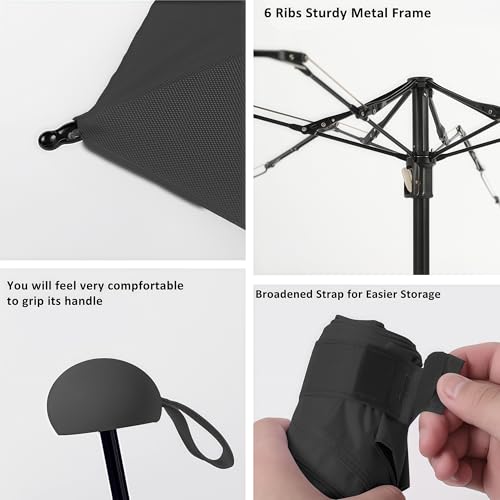 BAODINI Travel Essentials Mini Umbrella for Purse With Case Small Compact UV Sun Protection Lightweight Tiny Pocket Manual Open Close Umbrella for Women Kids and Men Fits Purse Backpack - color: A-Black