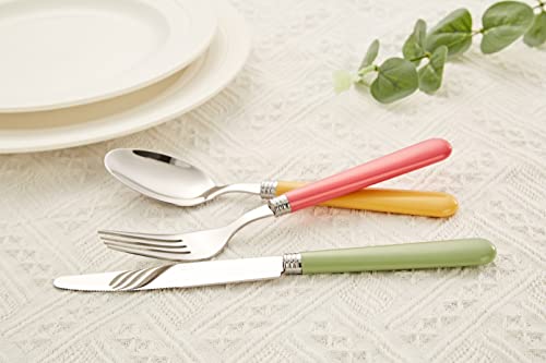 ANNOVA Silverware Set 20 Pieces Stainless Steel Cutlery Color Handle Flatware - 4 x Dinner Knife; 4 x Dinner Fork; 4 x Salad fork; 4 x Tablespoon; 4 x Teaspoon (Mix Solid) - color: Mix Solid