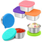 LIEMAND 6PCS Salad Dressing Container to Go, Leakproof Reusable Stainless Steel small container with lid,Sauce Containers for Lunch box,Picnics,Travel,Office and Meal Prep-1.6+2.7 Sets - color: Rainbow, size: 1.6oz Round+2.7oz Square