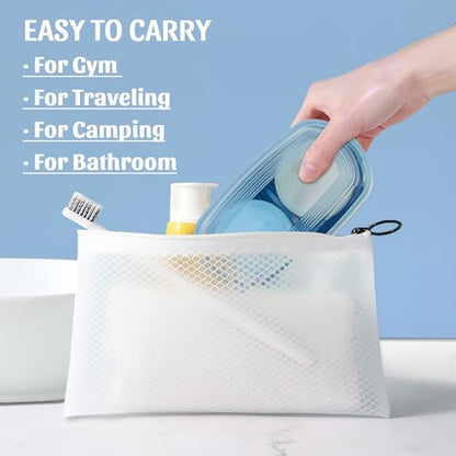 OZNER Clear Travel Soap Case Compatible with Kitsch - Leak-Proof Multi-Use Soap Holder with Draining Layer for Shampoo Bars, Conditioner Bars & Soap (Blue,1 Pack) - color: Blue
