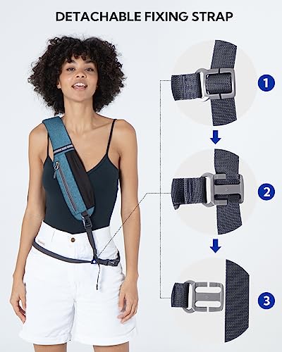 WATERFLY Small Hiking Sling Bag: Crossbody Sling Backpack Chest Bag Daypack for Men Women with Skin-Friendly Shoulder Strap - color: Peacock Blue(other Style)