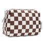 Narwey Small Checkered Makeup Bag for Purse Mini Cosmetic Bag Travel Makeup Pouch Zipper Pouch Cute Make up Bags with Compartments for Women Girls (Dark Checkerboard, Small) - color: YB-Dark Checkerboard, style: Small
