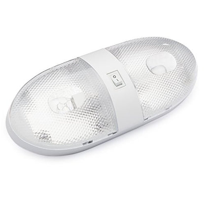 Lumitronics RV Double Ceiling Dome Light, Interior Lighting for Camper Trailer - On/Off Switch, Removable Lenses - size: Double