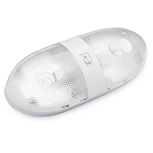Lumitronics RV Double Ceiling Dome Light, Interior Lighting for Camper Trailer - On/Off Switch, Removable Lenses - size: Double