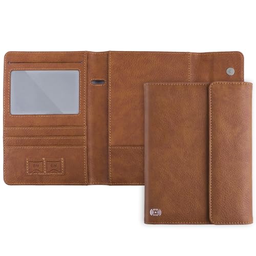 WALNEW RFID Passport Holder Travel Organizer, Fits International Driving Permit (IDP), PU Leather Document Holder for One Passport, Stylish Travel Accessory, Brown - color: Brown