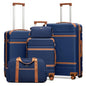 LONG VACATION Luggage Sets 5 Piece, Suitcases With Wheels, PC+ABS Hardshell Luggage Set with Spinner Wheels, TSA Lock (Navy Brown) - color: Navy Brown, size: 5 Piece Set (20, 24, 28 Inch)