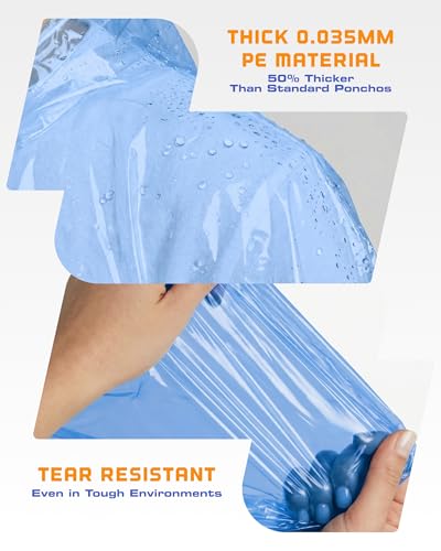 Hagon PRO Disposable Rain Ponchos for Adults (5 Pack) - color: Dark Blue (5 Pack)