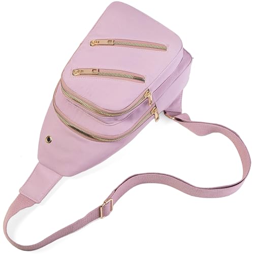 Banelu Sling Bag Crossbody Bags for Women, Small Crossbody Purses Sling Backpack Cross Body Bag for Outdoors Hiking Traveling - Black - color: N Lilac