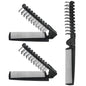 3PCS Travel Foldable Brush, Anti-Static Hair Comb and Double Headed Hairdressing Tool for Men & Women (Black) - size: 3 PCS