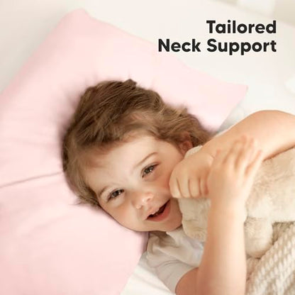 KeaBabies Organic Toddler Pillow with Pillowcase, Jumbo 14X20 - Soft Cotton Toddler Pillows for Sleeping - Machine Washable - Perfect for Travel, Toddler Bed Set (Mist Pink) - color: Mist Pink