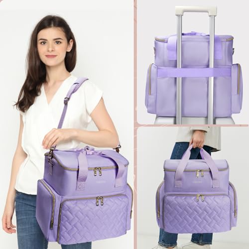 YOREPEK Extra Large Nail Polish Organizer Case Holds 96 to 100+ Bottles (15ml/0.5 fl.oz) UV lamp, Gel Polish Travel Case Bag with 2 Removable Pouches Fits Nail Suppiles, Gifts for Manicurist, Purple - color: Purple-96bottles