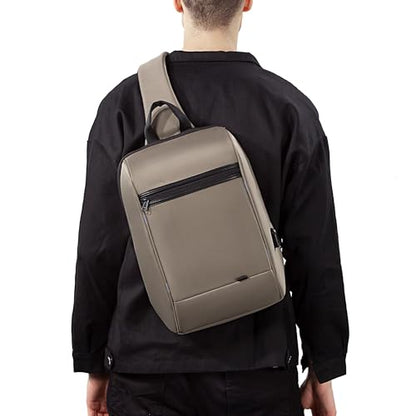 Kingsons 13" Anti-Theft Laptop Sling Backpack. Waterproof nylon, USB port. Ideal for travel, hiking, camping. (FG6301-Khaki) - color: Fg6301-khaki