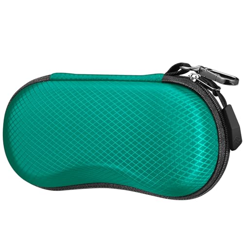 FINTIE Sunglasses Case, Hard EVA Shell Shockproof Sport Glasses Case with Metal Carabiner Travel Zipper Eyeglasses Holder - color: Green
