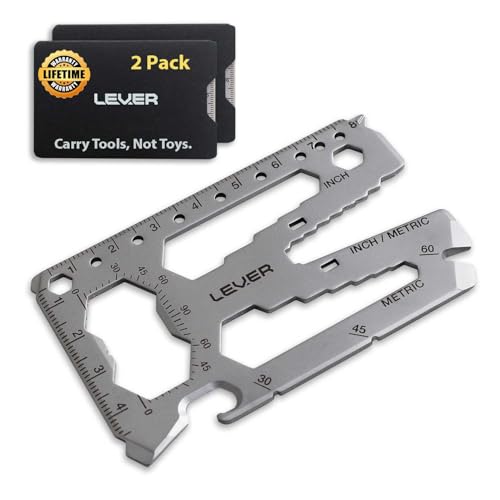 Lever Gear Toolcard Pro - 40 in 1 Credit Card Multitool. Slim, Minimalist Survival Card Wallet Tool Card. TSA Approved Multitool Card Pocket Tool. (Silver, 2-Pack) - color: Silver, size: 2-Pack