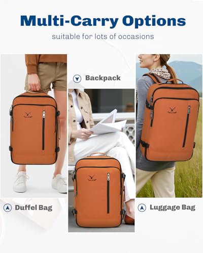 Hynes Eagle Carry on Backpack 38L Large Travel Backpack for Women Flight Approved Weekender Bag Laptop Backpack Men 15 inches Bronze - color: Bronze