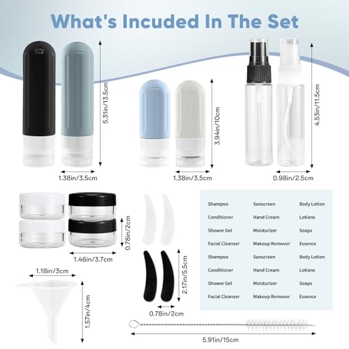 Landisun Travel Bottles for Toiletries 18Pack Travel Size Containers Toiletry Travel-Containers TSA Approved Leak Proof Black - color: Black