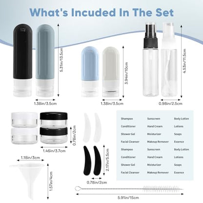 Landisun Travel Bottles for Toiletries 18Pack Travel Size Containers Toiletry Travel-Containers TSA Approved Leak Proof Black - color: Black
