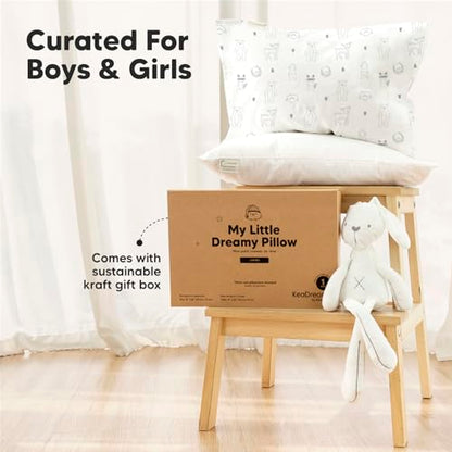 KeaBabies Organic Toddler Pillow with Pillowcase, Jumbo 14X20 - Soft Cotton Toddler Pillows for Sleeping - Machine Washable - Perfect for Travel, Toddler Bed Set (Soft White) - color: Soft White