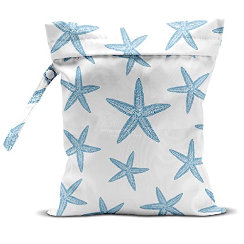 Wet Bag, Wet Dry Bag, Wet Bag for Swimsuit Travel Beach Pool Dirty Yoga Gym Clothes Makeup Bag Beach Wedding Supplies Waterproof Reusable Shell Pearl Starfish Gifts - color: Starfish