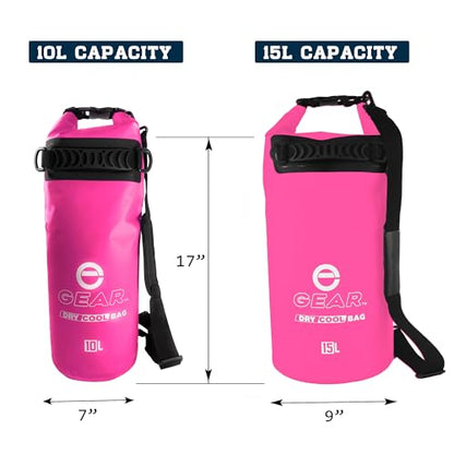 Enthusiast Gear Insulated Dry Bag Floating Cooler – 10L / 15L / 25L Roll Top, Leak Proof, Waterproof, Collapsible, with Padded Shoulder Strap - Perfect for Kayaking Fishing Beach - color: Pink, size: 15 Liter