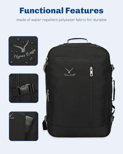 Hynes Eagle Carry on Backpack 38L Large Travel Backpack for Women Flight Approved Weekender Bag Laptop Backpack Men 15 inches Black 2023 - color: Black 2023