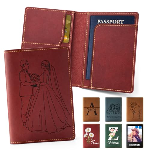 Personalized Passport Holder Custom PU Leather Passport Covers for Travel Customized Passport Wallet Engraved Name Travel Wallet Essentials Vacation for Women Men Family, Figure Outline - style: Style2 - Carved Photo