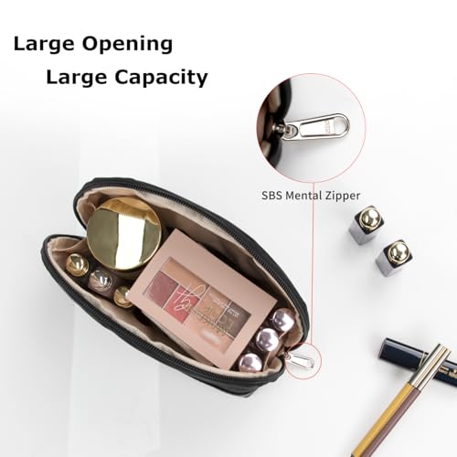 Ethereal Small Makeup bag for Purse, Cute Cosmetic Bag Portable Mini Makeup Pouch for Women Black - color: 03-mini black