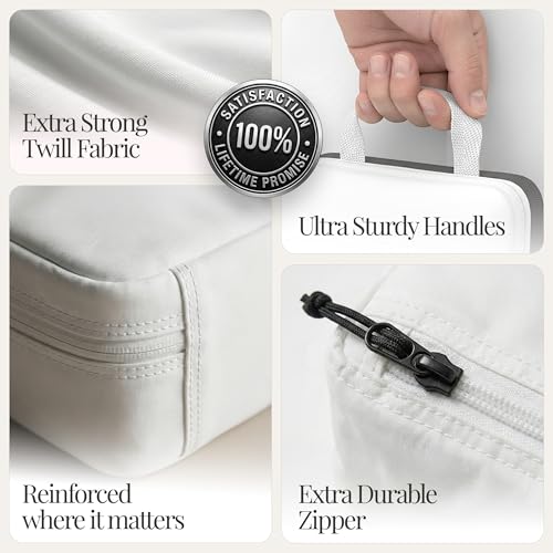 Well Traveled 4 pcs Compression Packing Bags Cubes Set with HybridMax Double-Capacity Design - Packing Cubes for Travel Compression to Maximize Limited Luggage Space, White - color: White, size: 4-piece