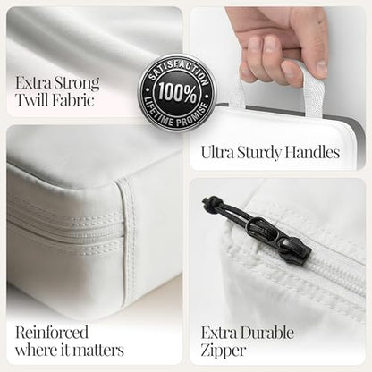 Well Traveled 4 pcs Compression Packing Bags Cubes Set with HybridMax Double-Capacity Design - Packing Cubes for Travel Compression to Maximize Limited Luggage Space, White - color: White, size: 4-piece